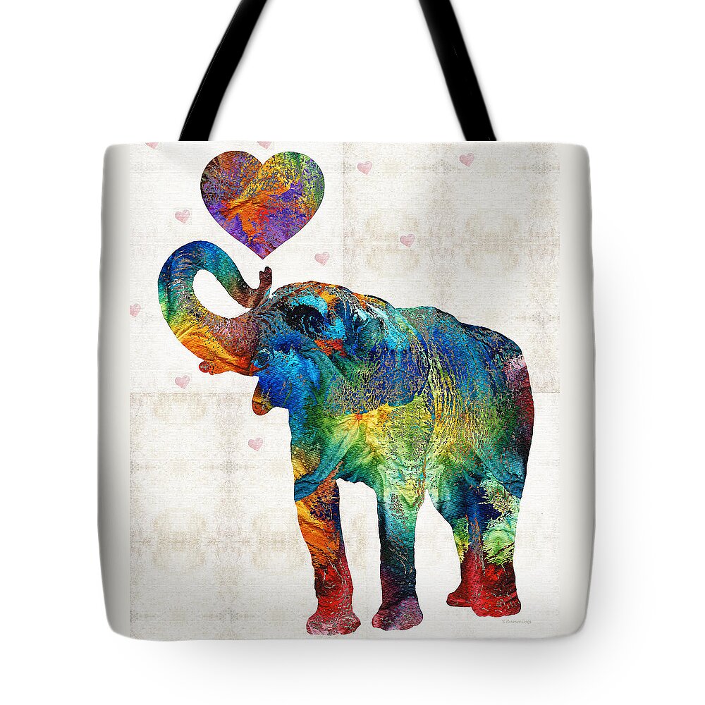 Elephant Tote Bag featuring the painting Colorful Elephant Art - Elovephant - By Sharon Cummings by Sharon Cummings