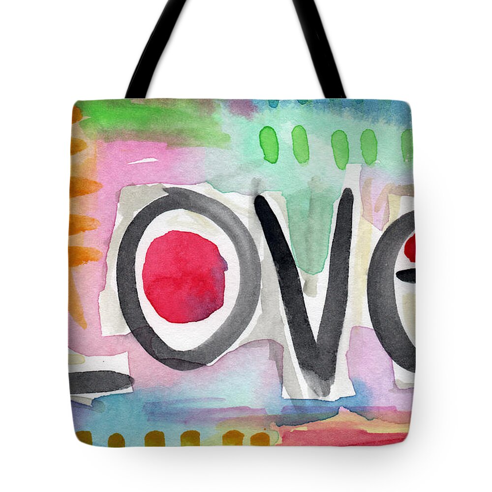 Love Tote Bag featuring the painting Colorful Love- painting by Linda Woods