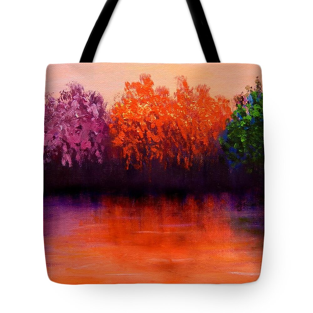 Seasons Tote Bag featuring the painting Colorful Seasons by Lilia D