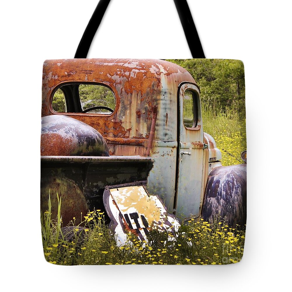 Antique Truck Tote Bag featuring the photograph Colorful Truck by Karin Pinkham