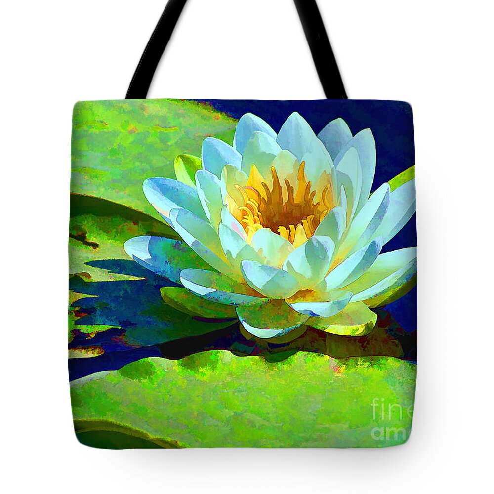 Water Lily Tote Bag featuring the digital art Colorful Water Lily by Teresa Zieba