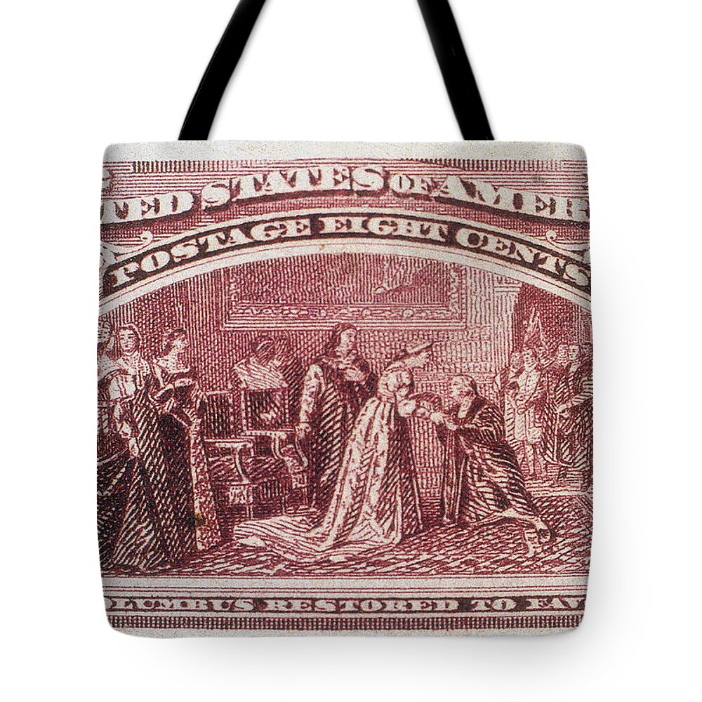 Philately Tote Bag featuring the photograph Columbus Restored To Favor, Us Postage by Science Source