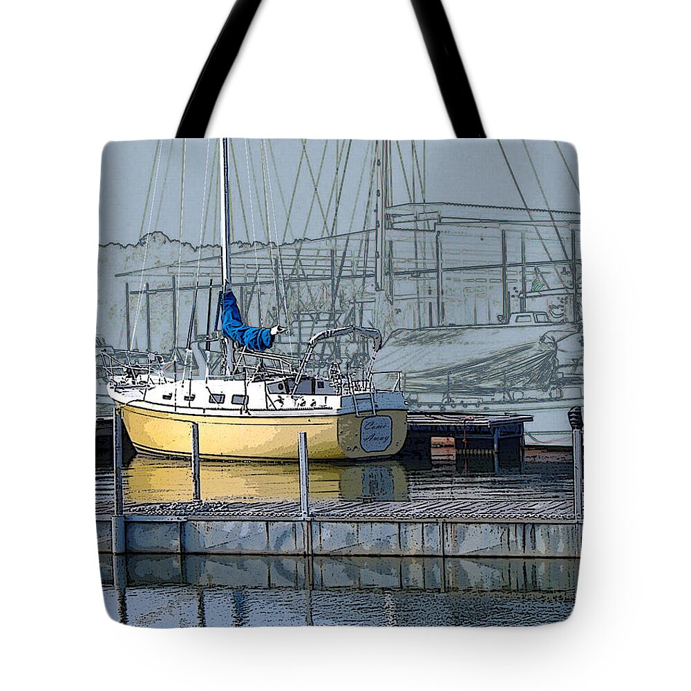 Boat Tote Bag featuring the photograph Come Away by Lee Owenby