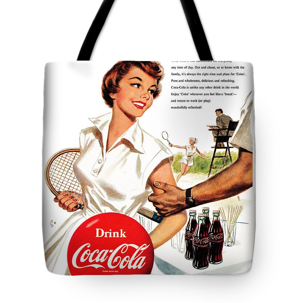 Tennis Tote Bag featuring the digital art Come Let's Have a Coke by Georgia Clare