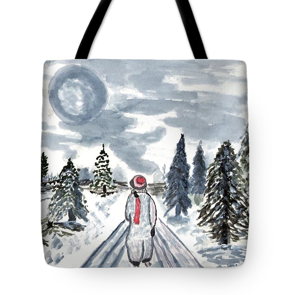 Winter Scene Tote Bag featuring the painting Coming Home by Connie Valasco