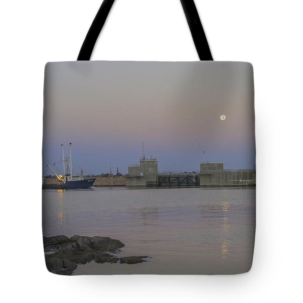 Fishing Boat Tote Bag featuring the photograph Coming Home by Nautical Chartworks