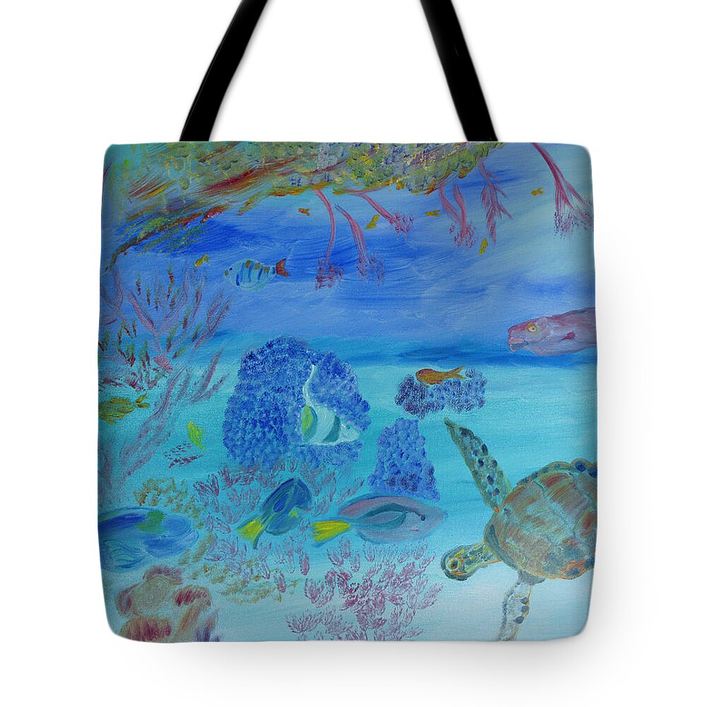 Ocean Tote Bag featuring the painting Coming Out of My Shell by Meryl Goudey