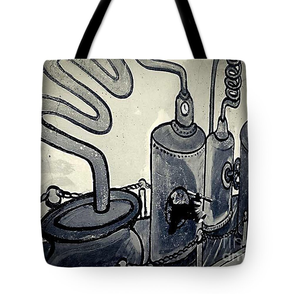 Street Snapshot Tote Bag featuring the photograph Commercial Wall by Fei A