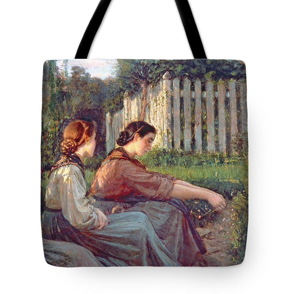 Landscape Tote Bag featuring the painting Confidences by Cristiano Banti
