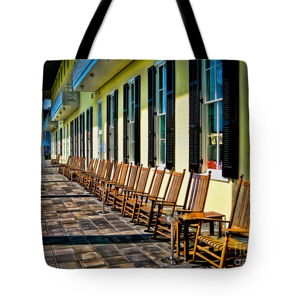 Congress Hall Tote Bag featuring the photograph Congress Hall Rockers by Colleen Kammerer