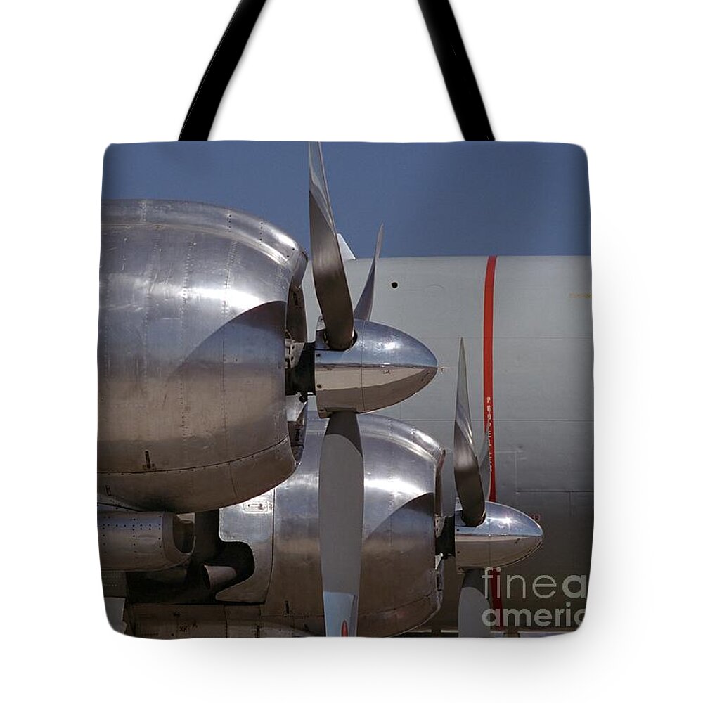 Airplane Tote Bag featuring the photograph Connie's Props by James B Toy