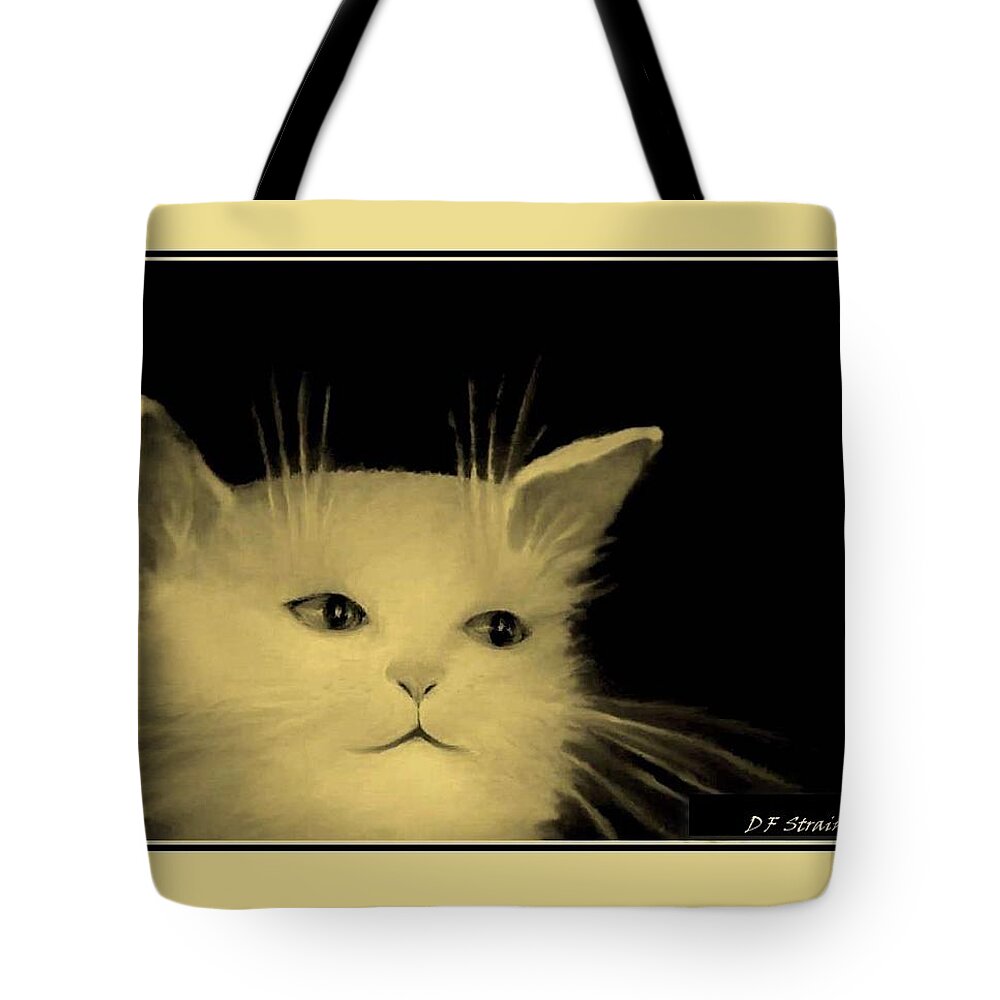 Diane Strain Tote Bag featuring the painting Contemplative Cat  No 5 by Diane Strain