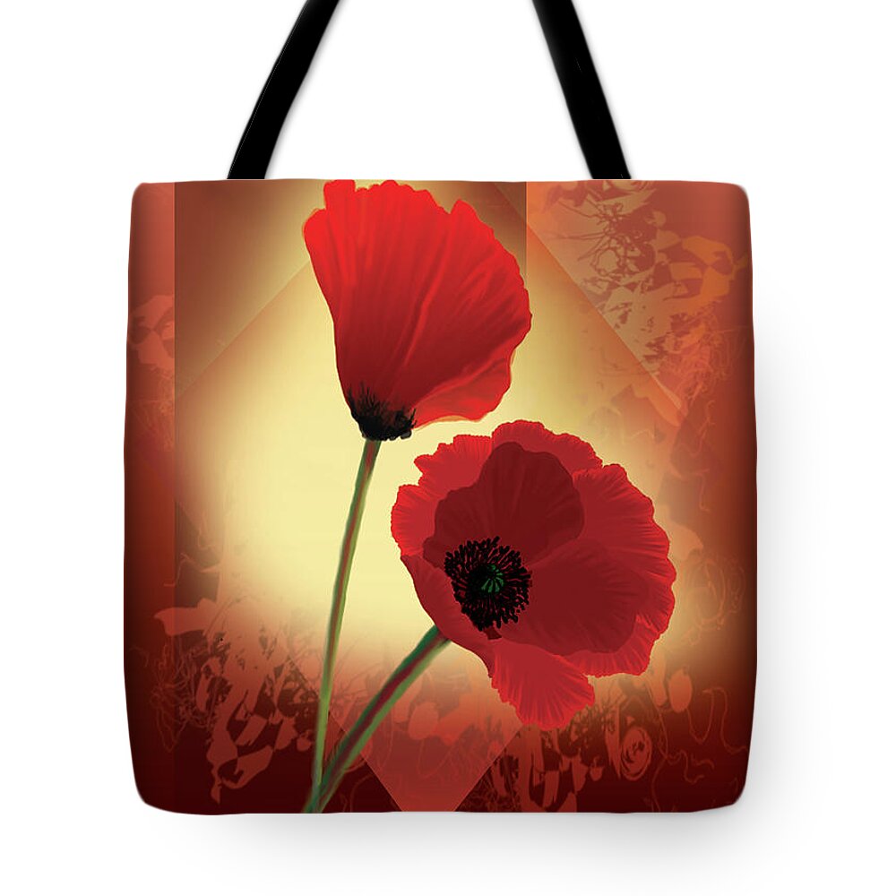 Painting By Gina Femrite Tote Bag featuring the painting Contemporary wild poppies by Regina Femrite