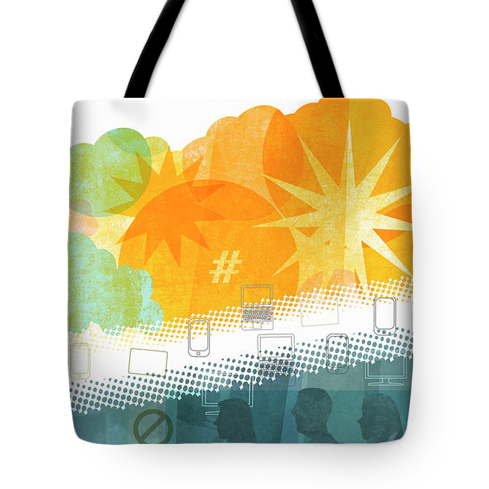 Access Tote Bag featuring the photograph Contrast Between Social Networking by Ikon Ikon Images
