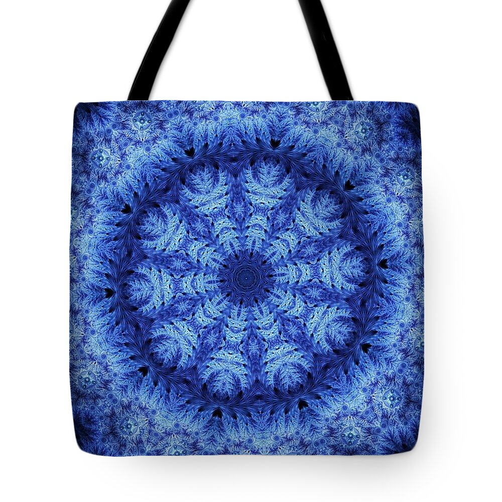 Snowflake Tote Bag featuring the digital art Cool Down Series #1 Snowflake by Lilia S
