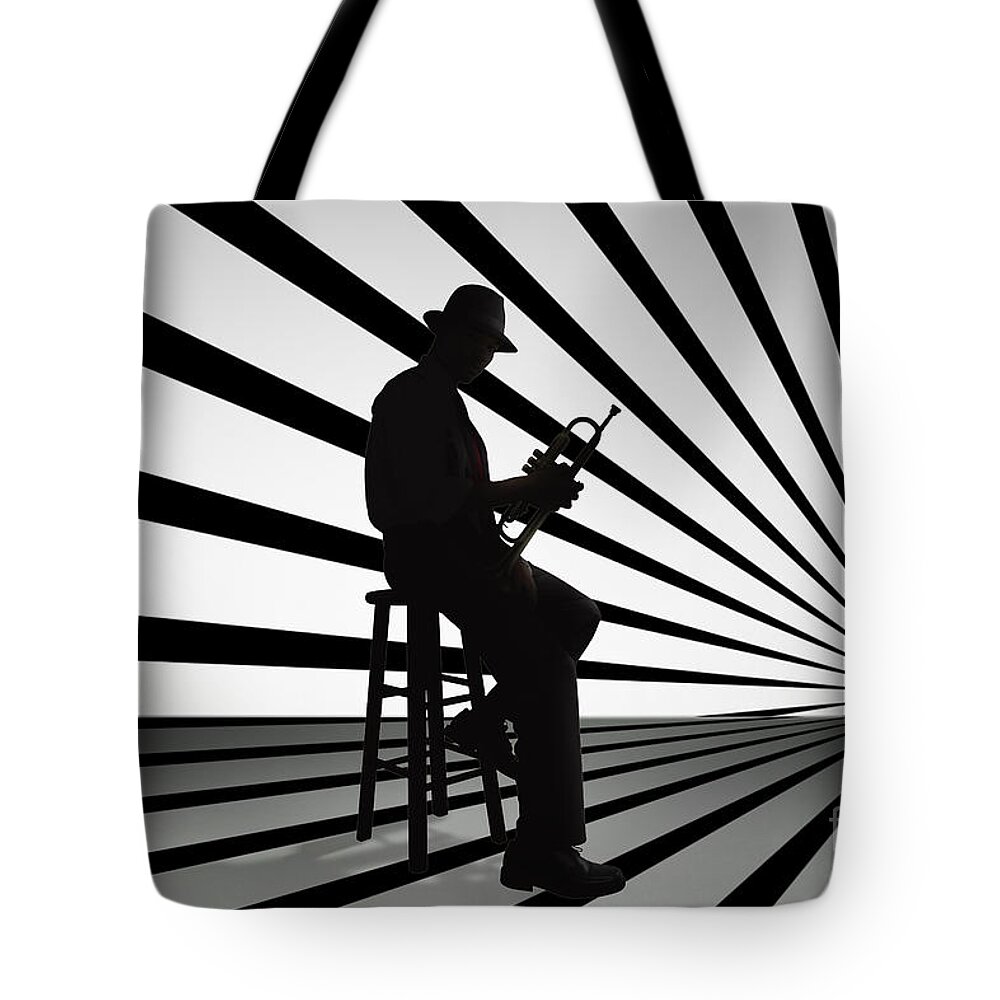 Jazz Tote Bag featuring the digital art Cool Jazz 2 by Peter Awax