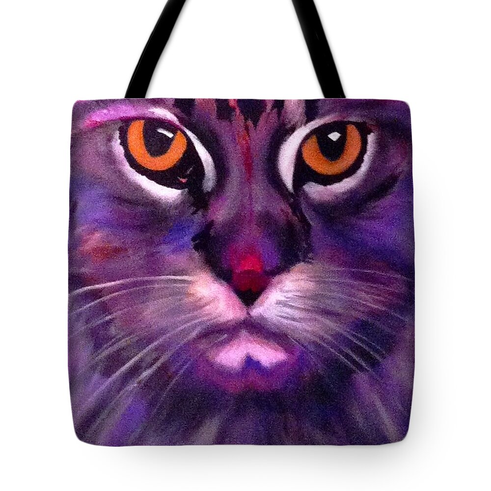 Cat Tote Bag featuring the painting Cool Maine Coon by Bill Manson