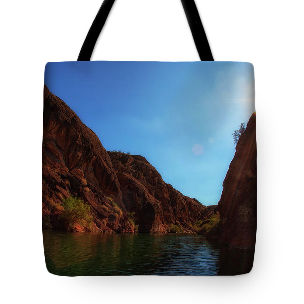 Tranquility Tote Bag featuring the photograph Copper Canyon With Lens Flare by Susangaryphotography