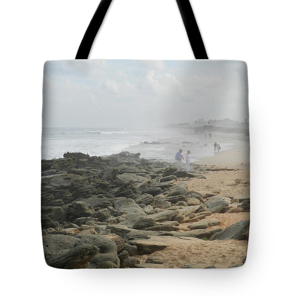 Seashore Tote Bag featuring the photograph Coquina Rocks by Deborah Ferree
