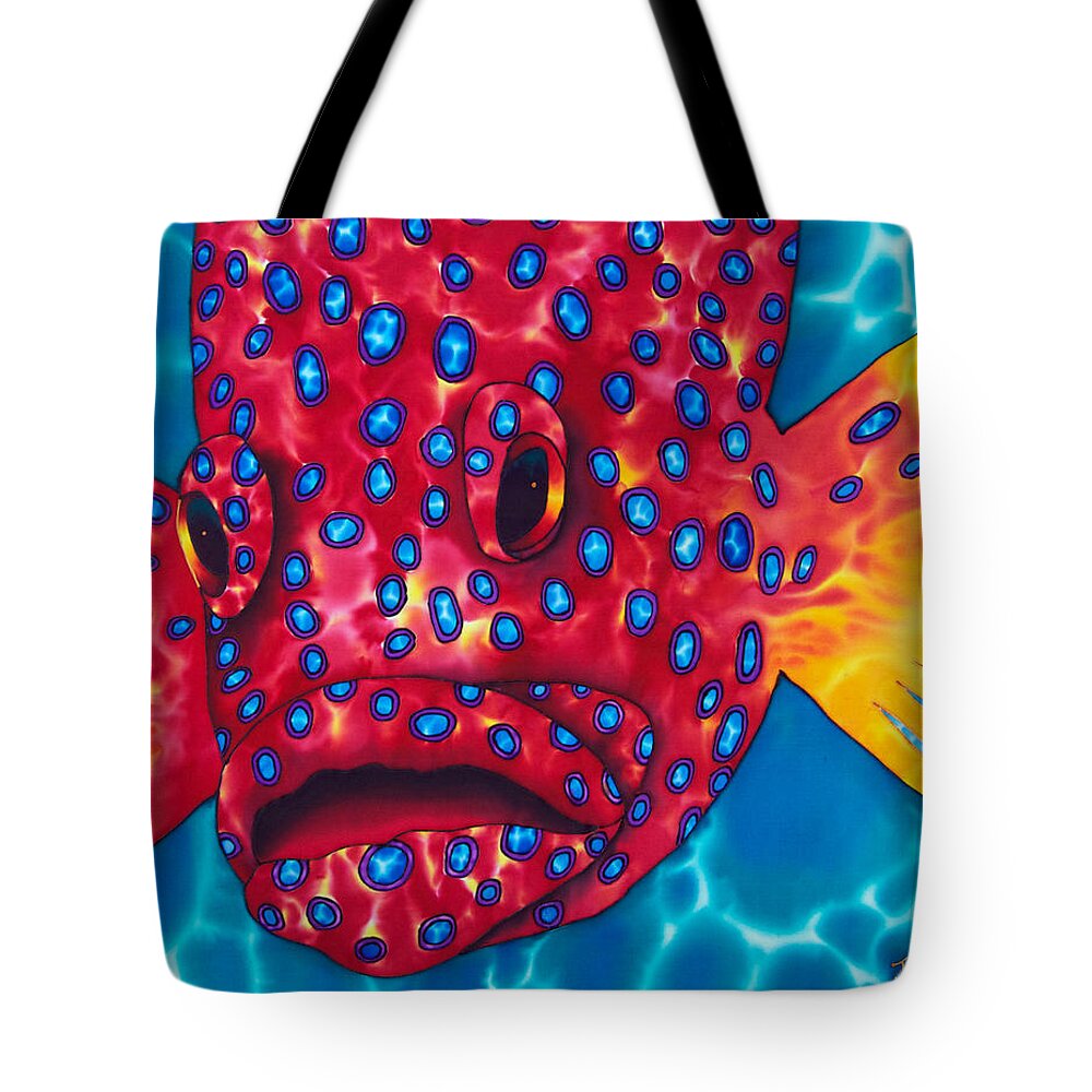 Coral Grouper Tote Bag featuring the painting Coral Grouper by Daniel Jean-Baptiste