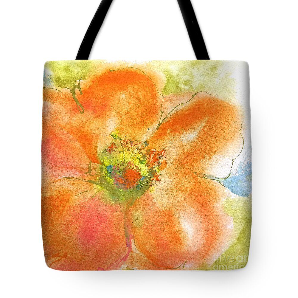 Original Watercolors Tote Bag featuring the painting Coral Poppy II by Chris Paschke