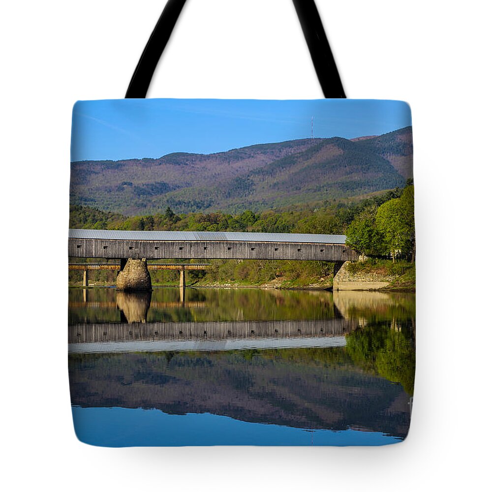 Cornish Tote Bag featuring the photograph Cornish Windsor Covered Bridge 1 by Edward Fielding
