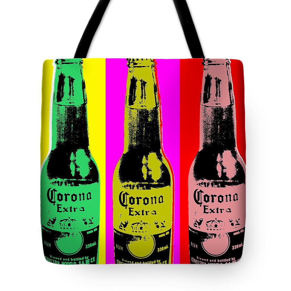 Corona Tote Bag featuring the digital art Corona beer by Jean luc Comperat