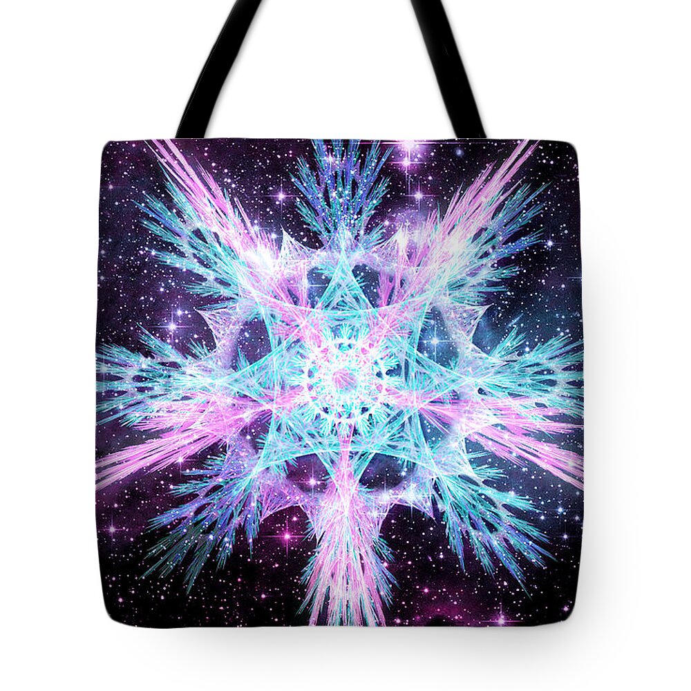 Corporate Tote Bag featuring the digital art Cosmic Starflower by Shawn Dall