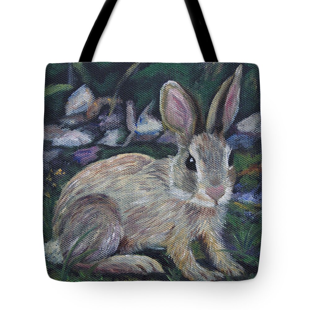 Rabbit Tote Bag featuring the painting Cottontail by Jill Ciccone Pike