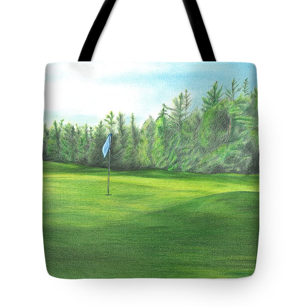 Golfing Tote Bag featuring the drawing Country Club by Troy Levesque