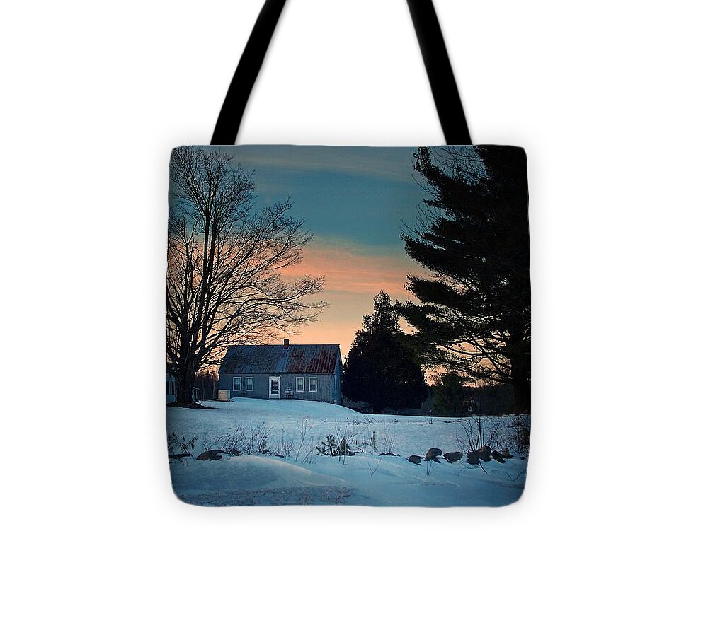 Photography Tote Bag featuring the photograph Countryside Winter Evening by Joy Nichols