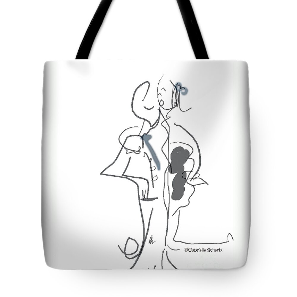 Gesture Drawing Tote Bag featuring the digital art Couple by Gabrielle Schertz
