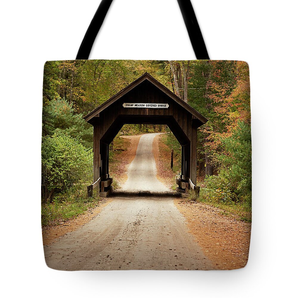 Tranquility Tote Bag featuring the photograph Covered Bridge by Matt Carr