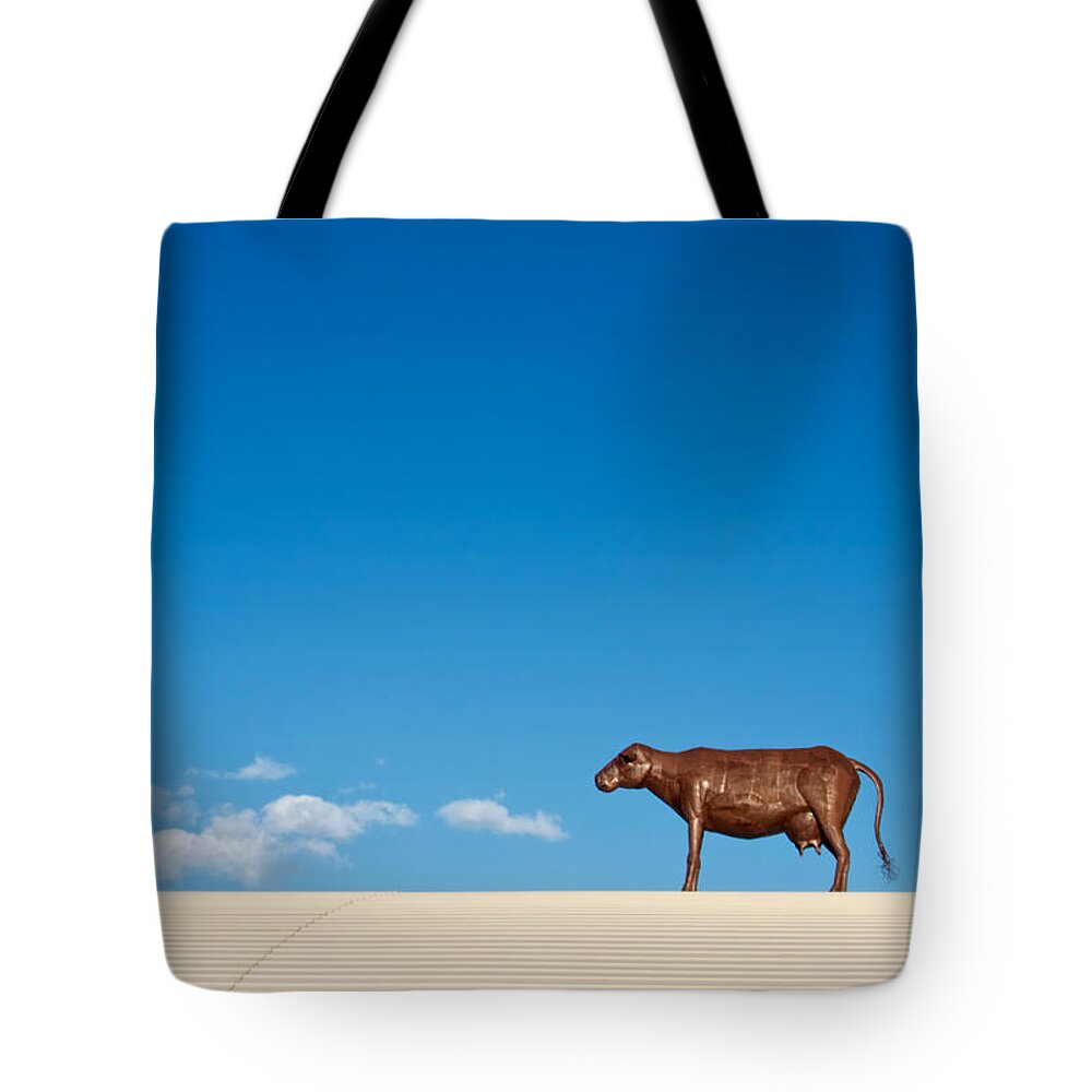 Clouds Tote Bag featuring the photograph Cow On A Hot Tin Roof by Mary Lee Dereske