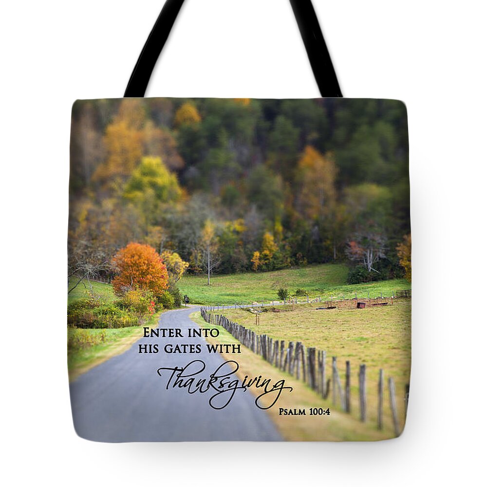 Animals Tote Bag featuring the photograph Cow Pasture with Scripture by Jill Lang