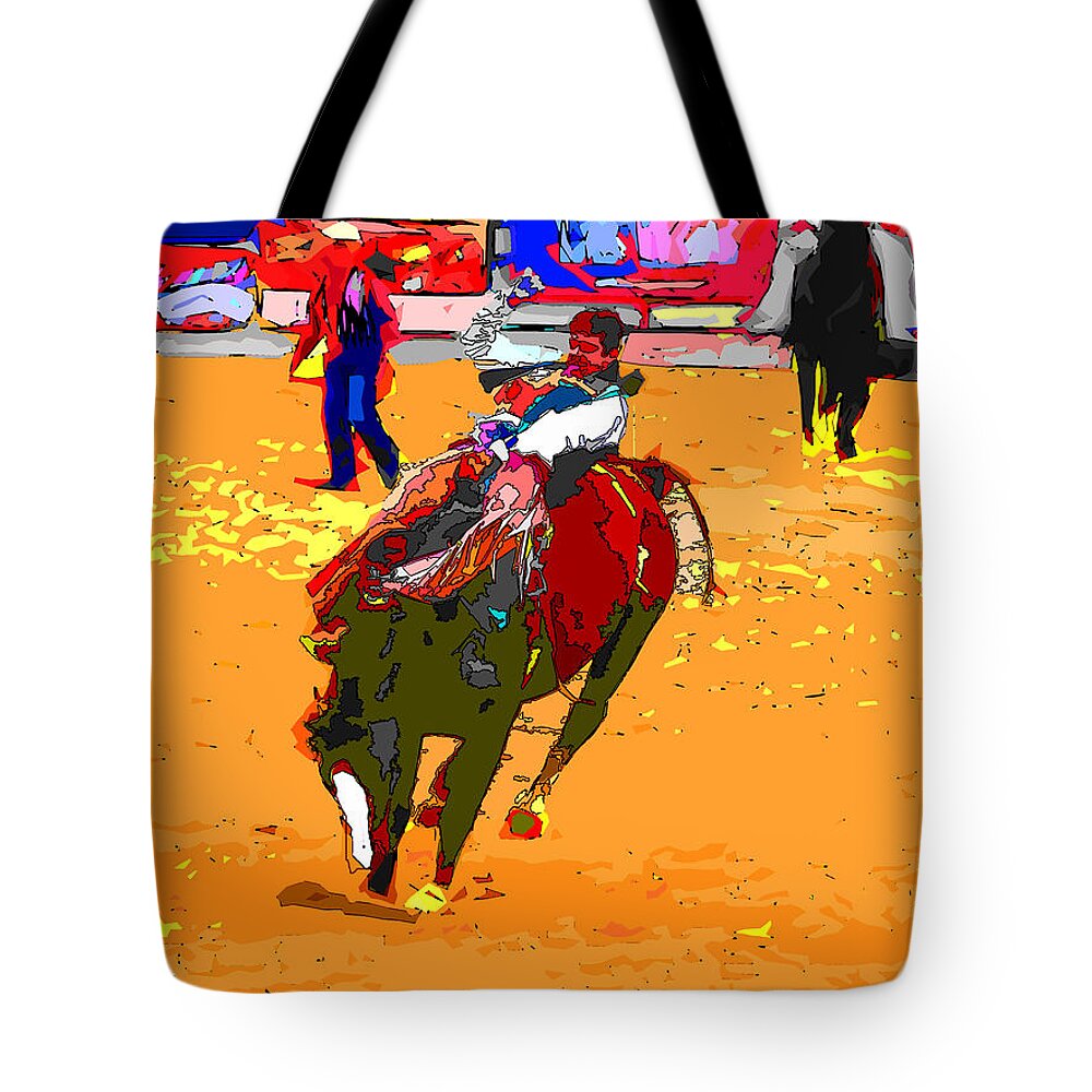 Bronco Tote Bag featuring the photograph Cowboy on the Bronc by C H Apperson