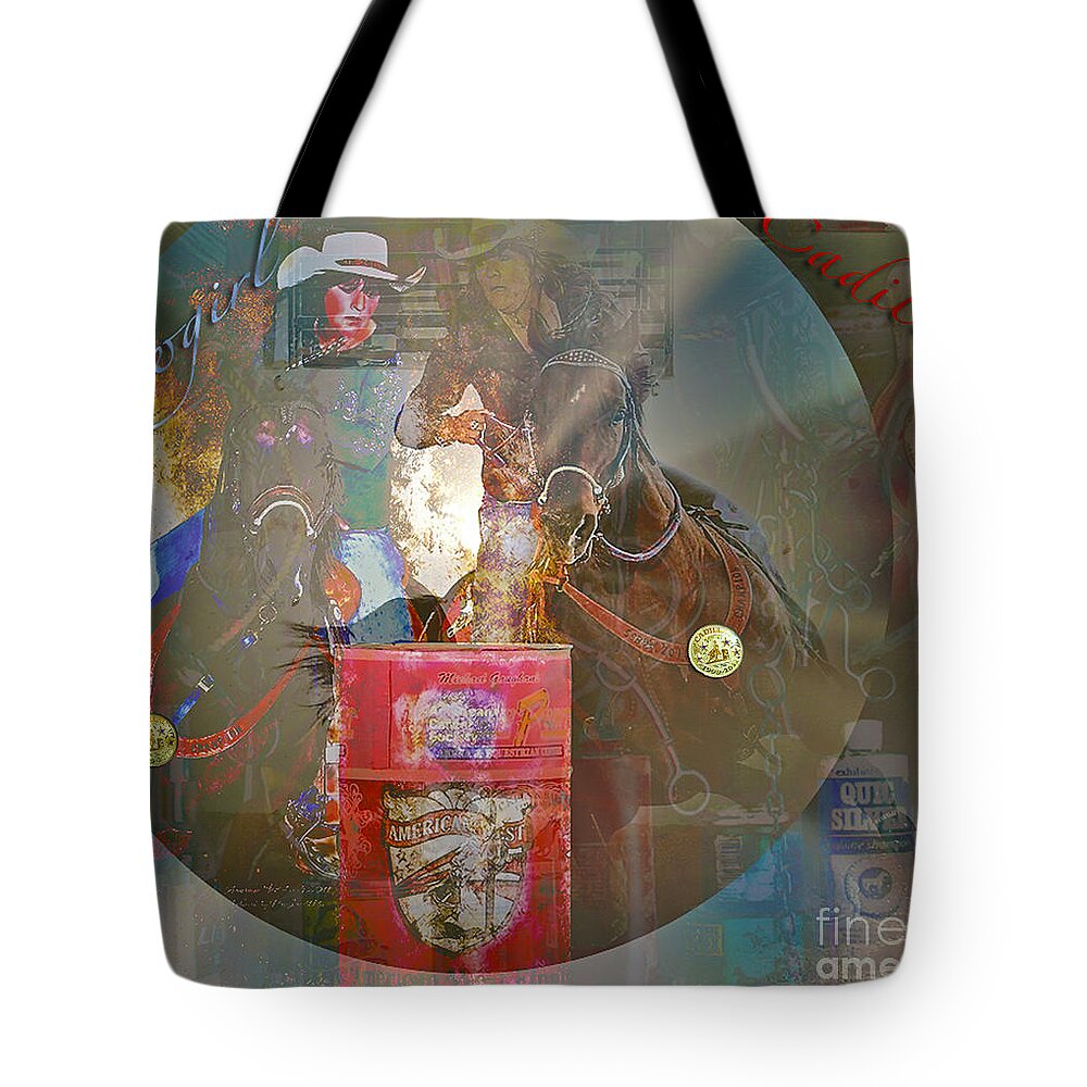 Horses Tote Bag featuring the photograph Cowgirl Cadillac by Mayhem Mediums