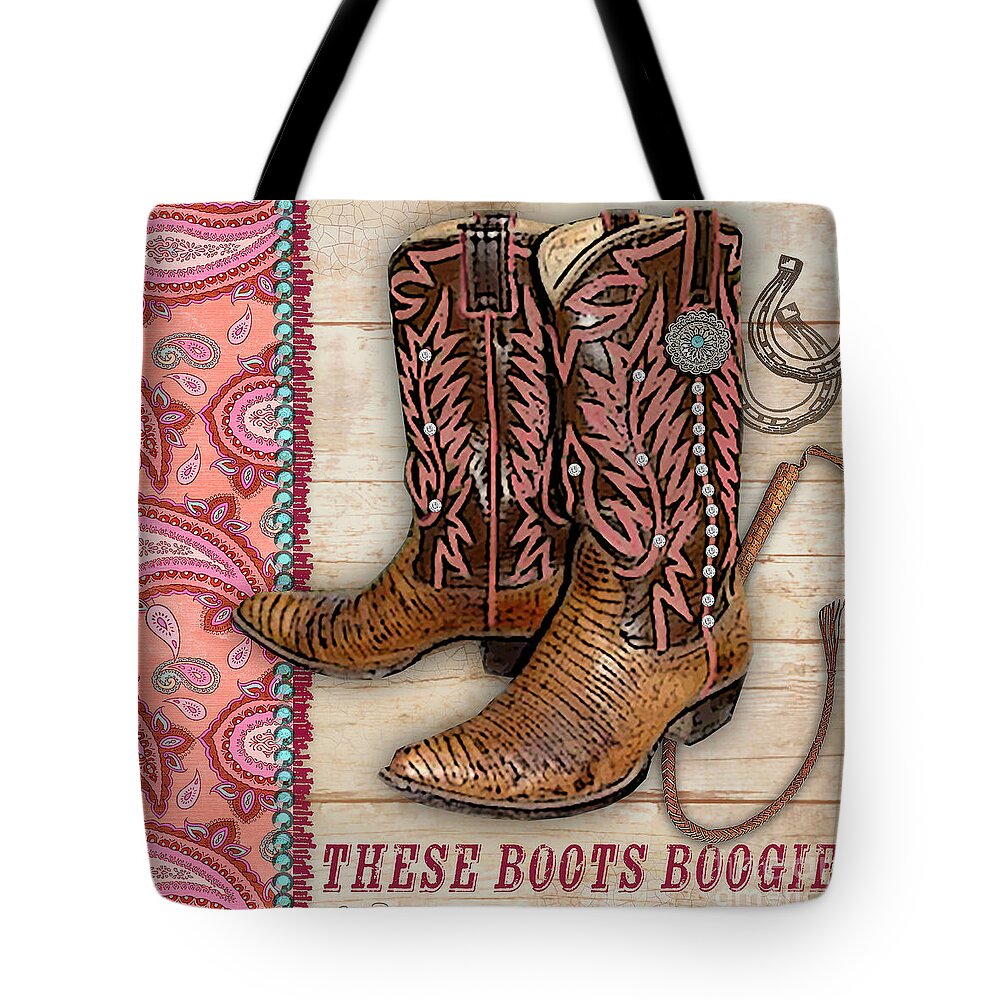 Digital Art Tote Bag featuring the digital art Cowgirl-JP2533 by Jean Plout