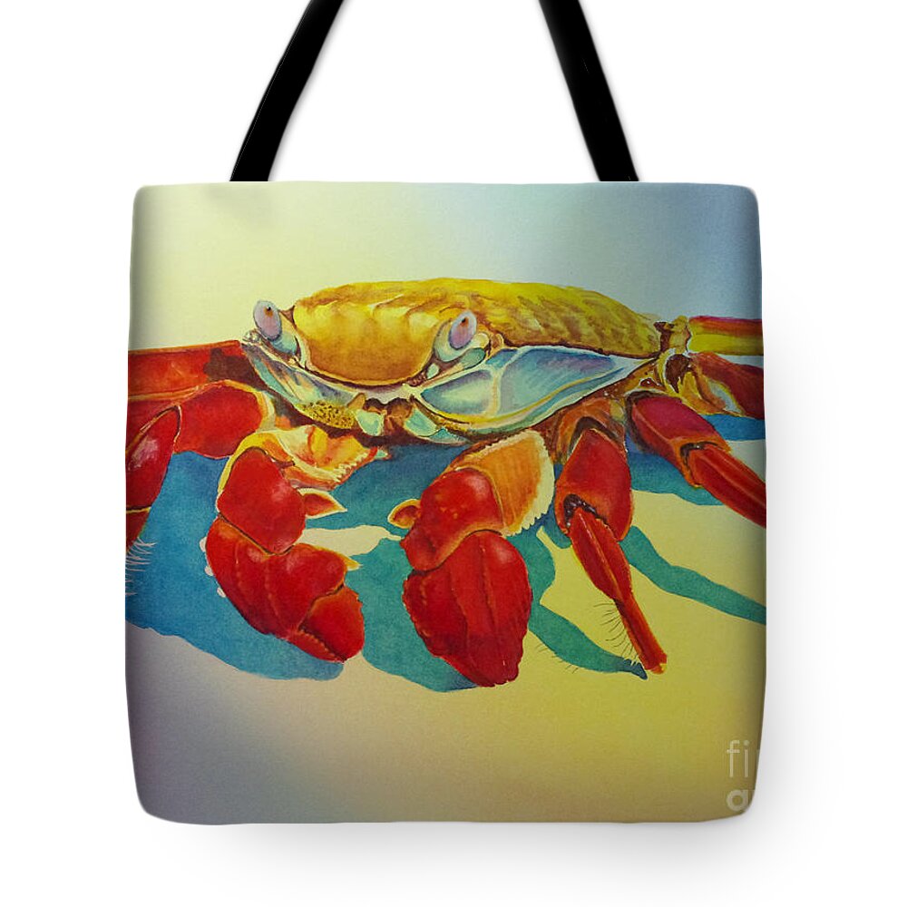 Colorful Crab Tote Bag featuring the painting Colorful Crab by Greg and Linda Halom