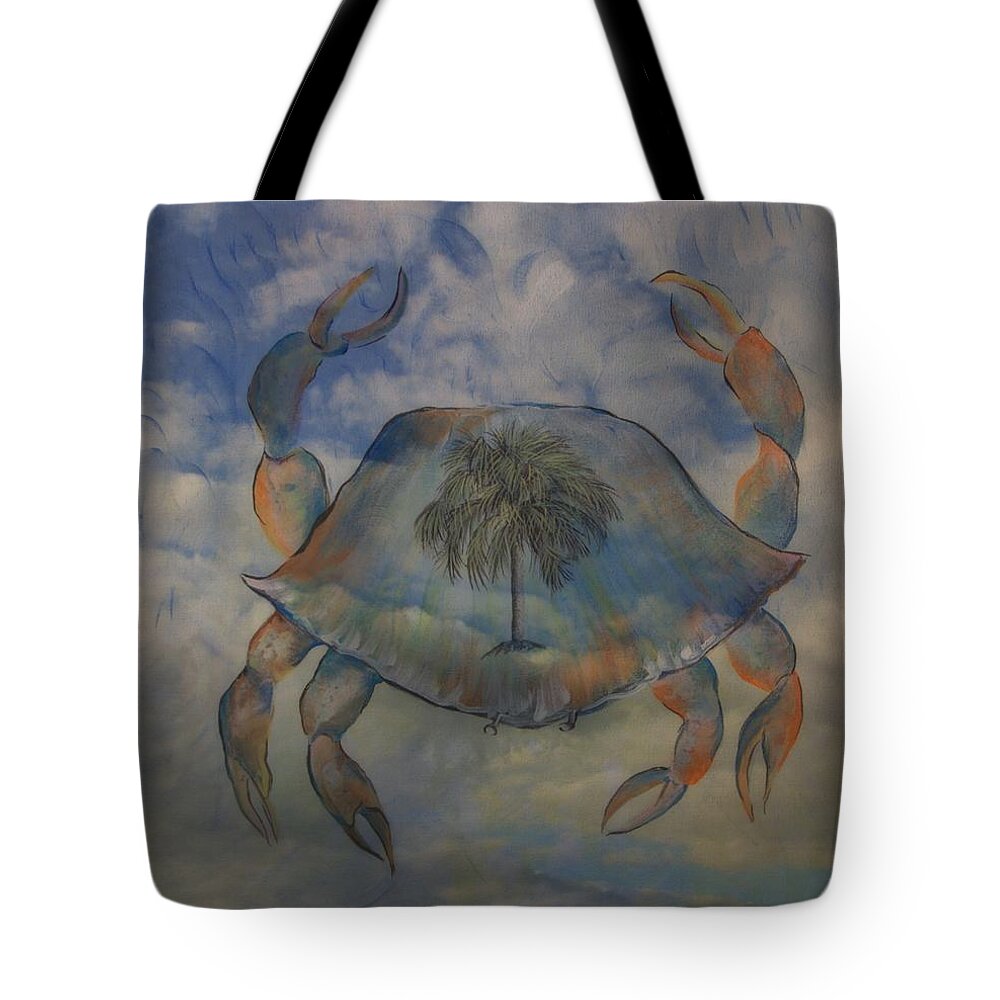 Crab Tote Bag featuring the painting Crab by Virginia Bond