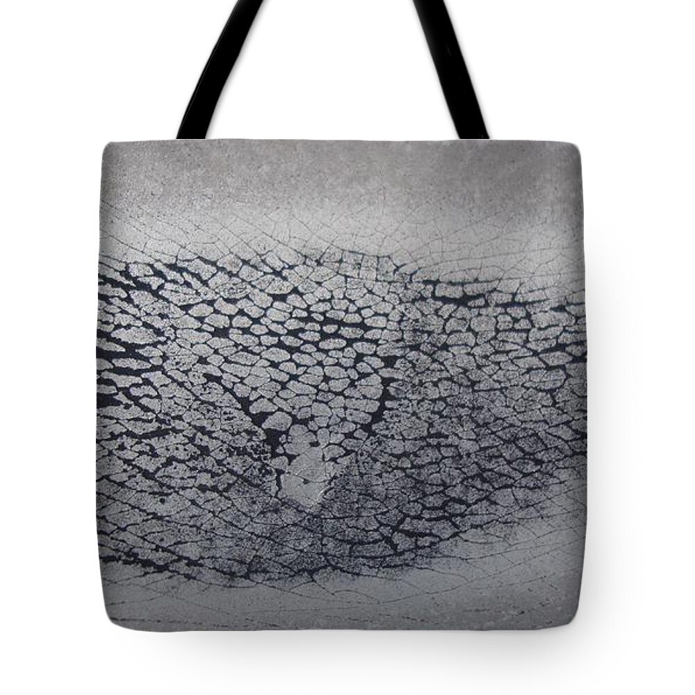 Cracked Paint Tote Bag featuring the photograph Crackles by Annie Adkins