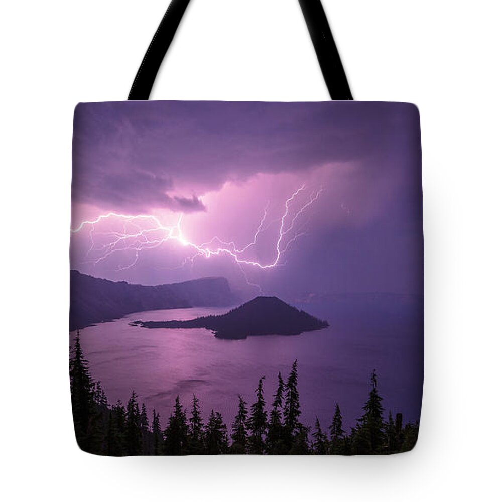 Crater Storm Tote Bag featuring the photograph Crater Storm by Chad Dutson