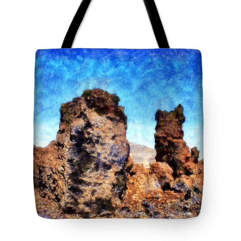 Cinder Crags Tote Bag featuring the digital art Craters of the Moon Cinder Crags by Kaylee Mason