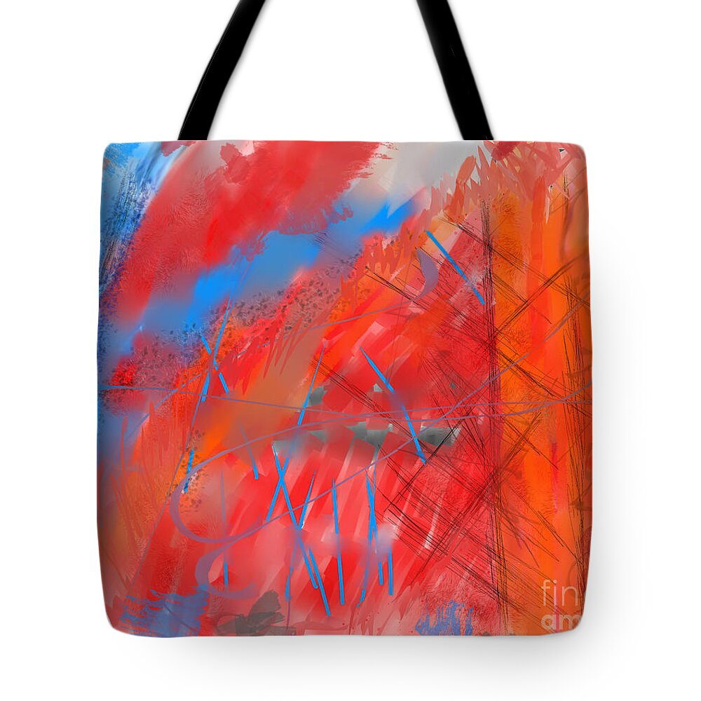 Abstract Tote Bag featuring the digital art Crazy Vibrance by Kristen Fox