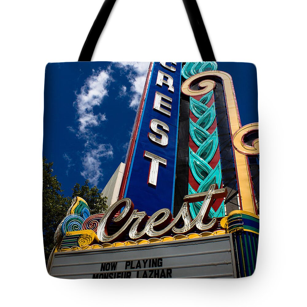 Crest Tote Bag featuring the photograph Crest Theater by John Daly