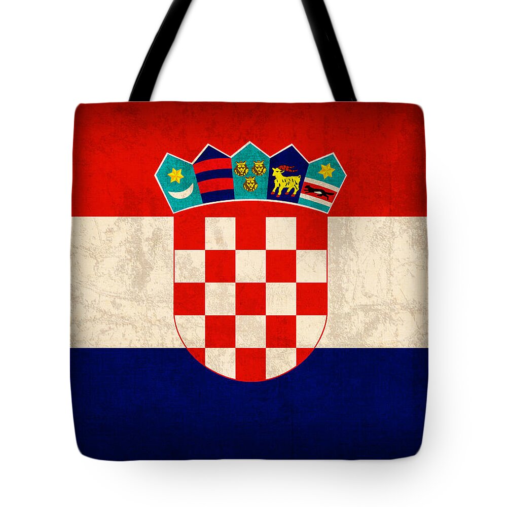 Croatia Tote Bag featuring the mixed media Croatia Flag Vintage Distressed Finish by Design Turnpike
