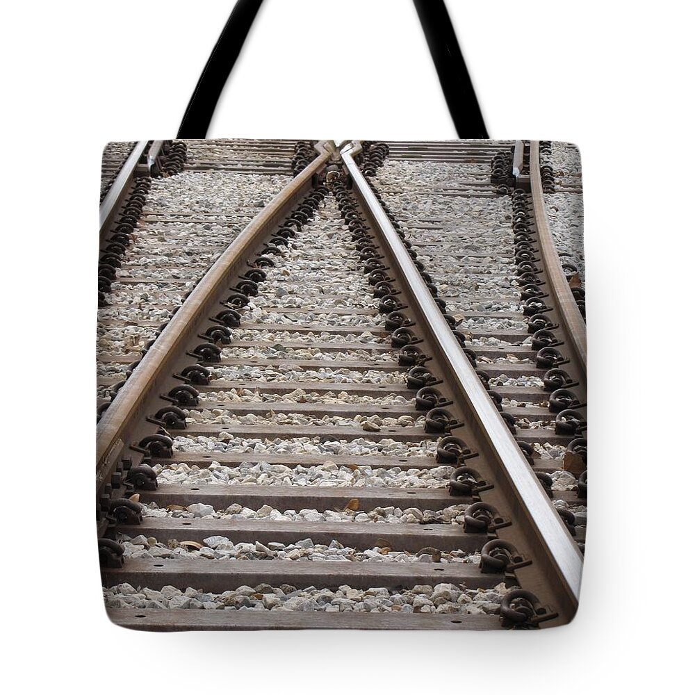 Railroad Tote Bag featuring the photograph Crossing by Beth Vincent