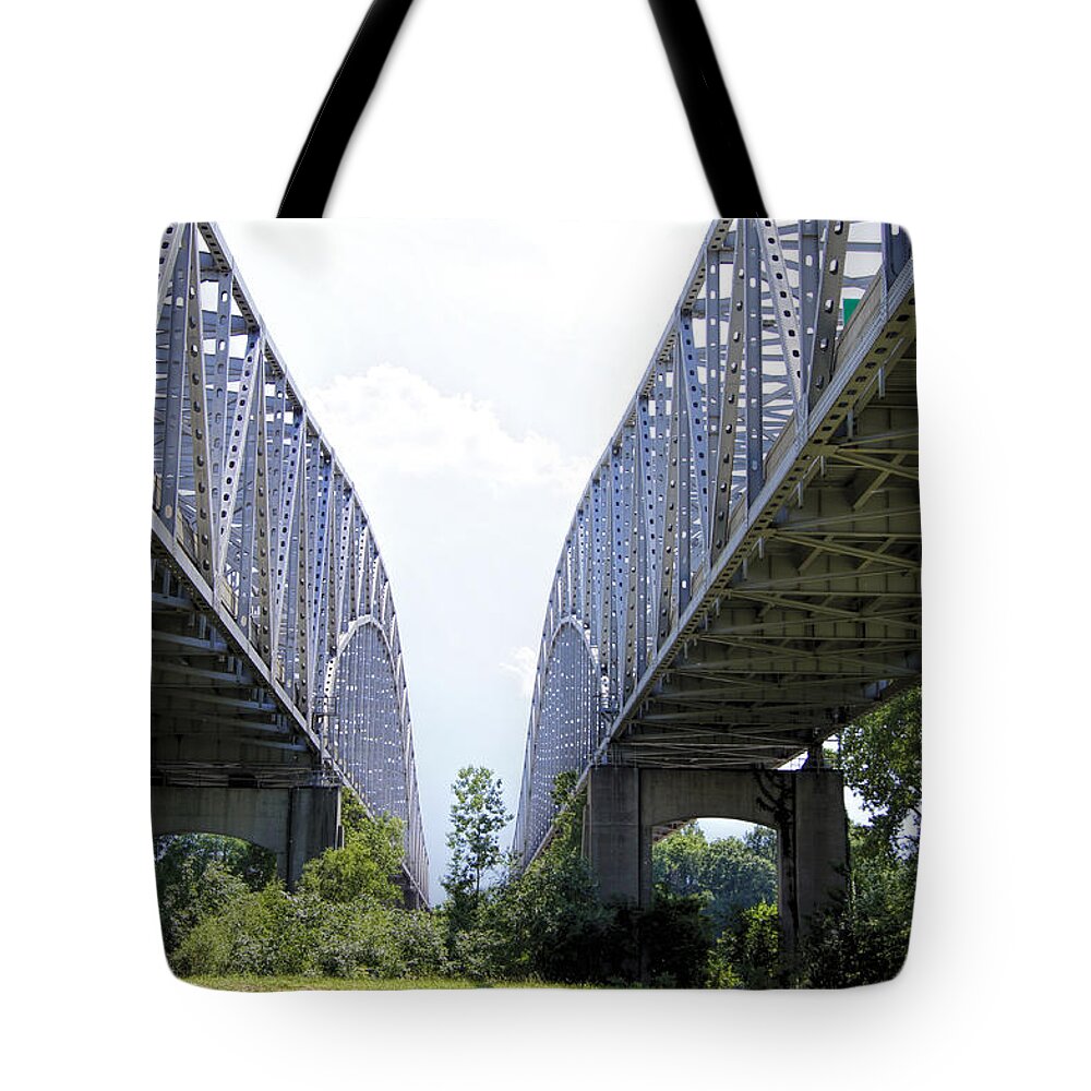 Bridge Tote Bag featuring the photograph Crossing Over by Cricket Hackmann