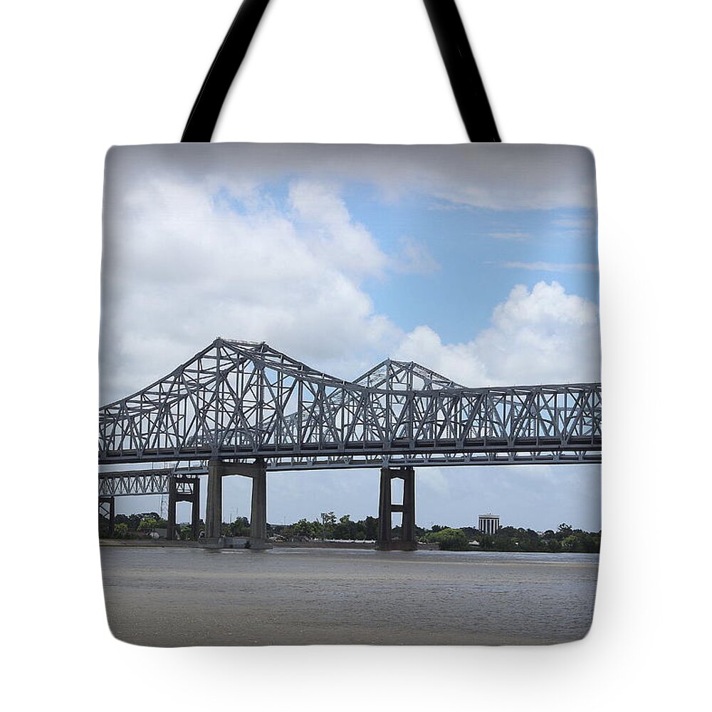 Crossing The Mississippi River Tote Bag featuring the photograph Crossing the Mississippi River by Beth Vincent