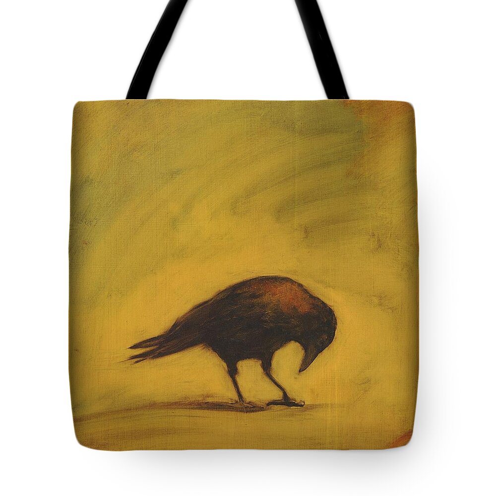 Crow Tote Bag featuring the painting Crow 11 by David Ladmore